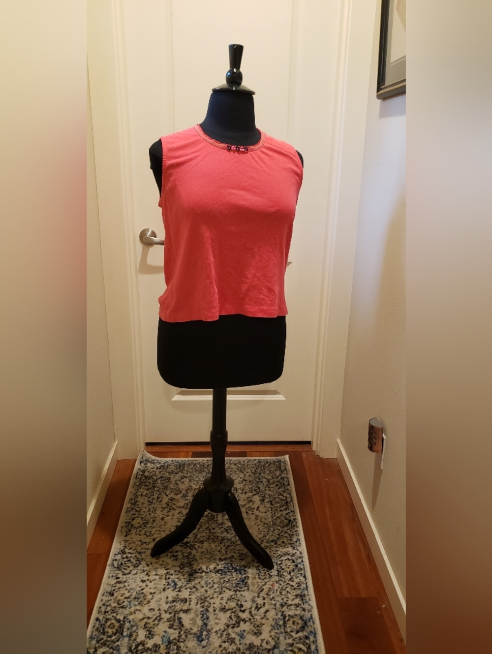 Ruby Rd. Women’s Sleeveless Coral Tank with Decorative Neck Trim